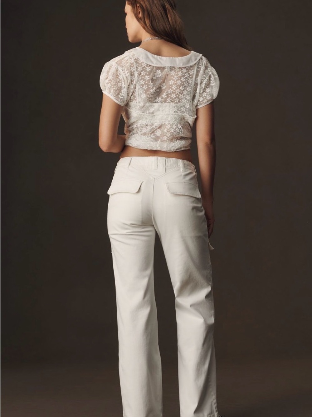 Anthropologie Pilcro White Utility Bootcut Pants Sz 32 summer coastal - Picture 3 of 10